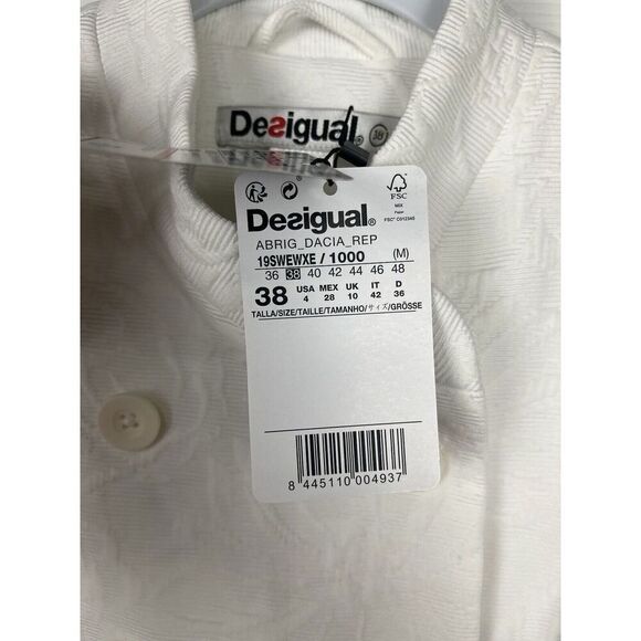 Desigual NWT‎ White Floral Trench Coat Women’s Size 38 EU/4 US - Picture 7 of 12